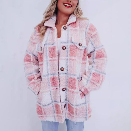 Carina | Checked teddy jacket for women