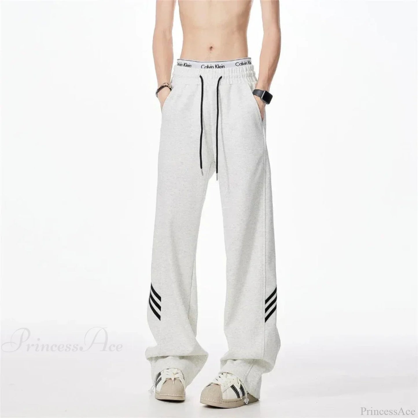 Striped Fleece Motion Loose Pants