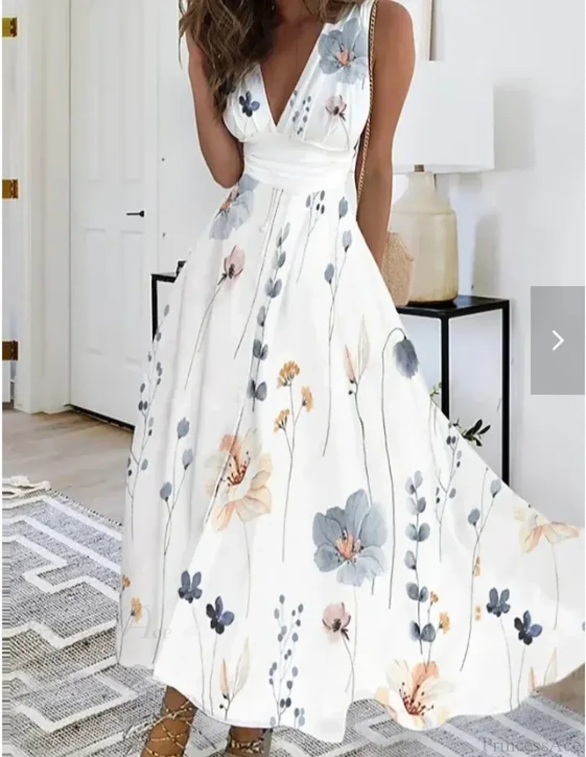 Summer Flower Print Sexy V-neck A-line Floral Dress