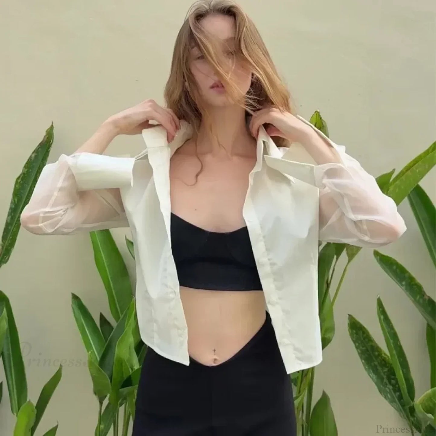 Summer See-Through Slim Blouse
