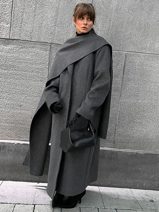 Turn-Down Collar Double-Breasted Overcoat