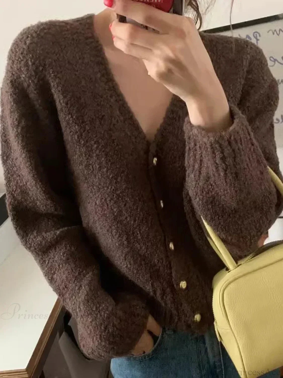 V-neck Cashmere Knit Cardigan