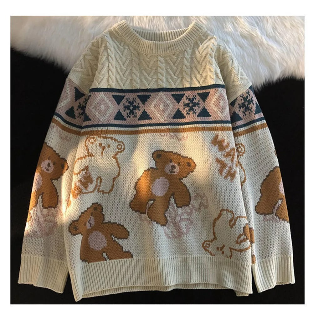 Katrin | Women's sweater with bear motif and Norwegian print