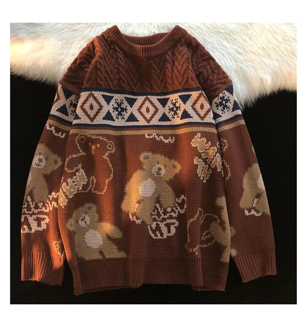 Katrin | Women's sweater with bear motif and Norwegian print