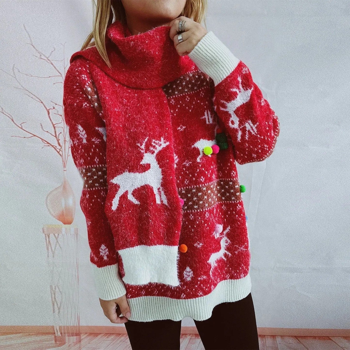 Aurora | Women's Christmas sweater with reindeer print