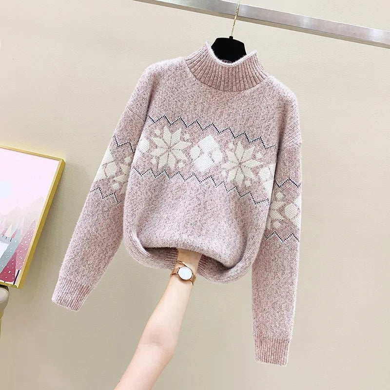 Birgit | Knitted sweater with snowflake print