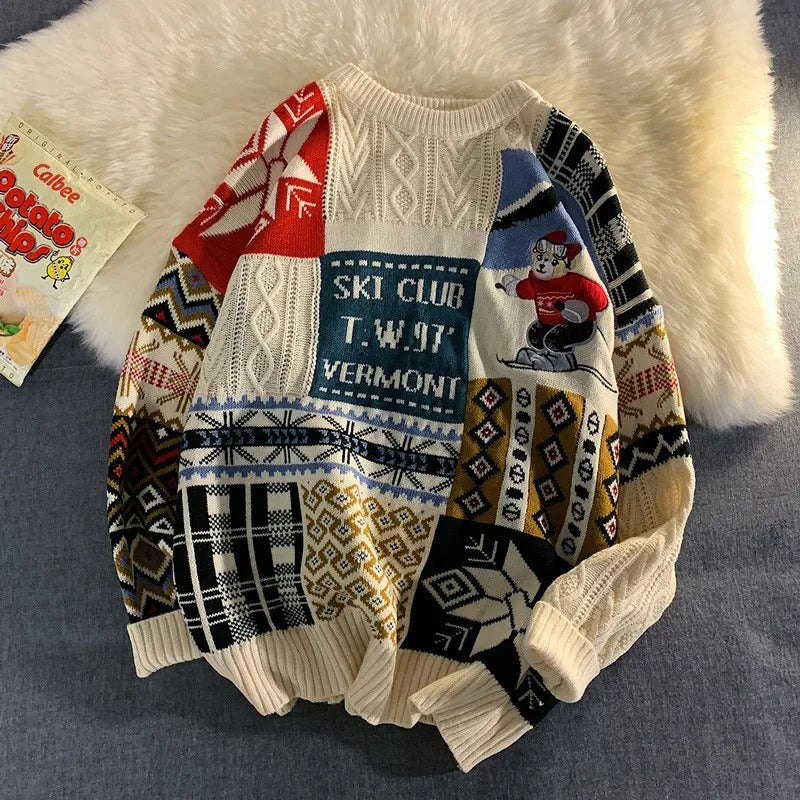 Jeannette | Jersey patchwork unisex “Ski Club”.