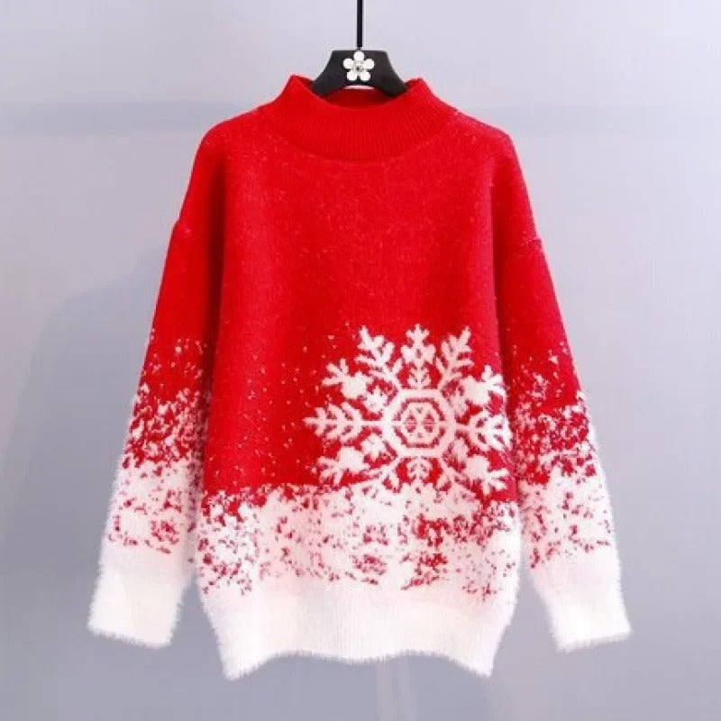 Beata | Soft sweater with a snowflake print