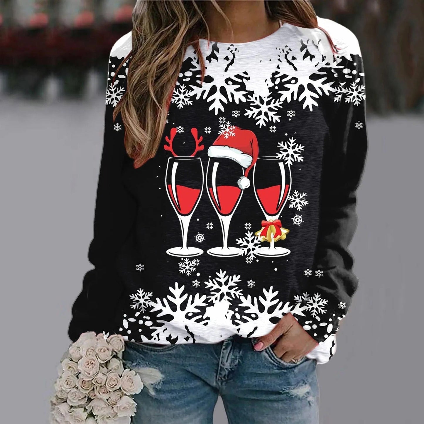 Manon | Women's Christmas sweater with a festive crystal design