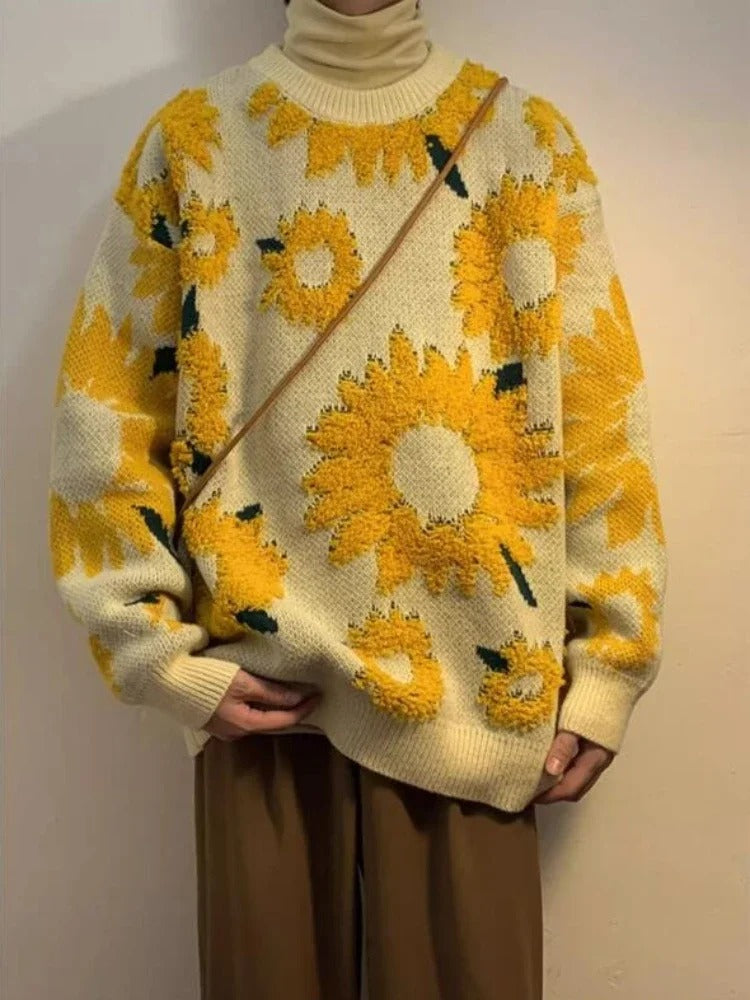 Helena | Oversized sunflower print sweater