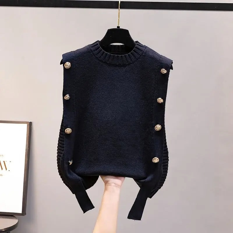 Lucía | Sleeveless knitted vest for women with a round neckline