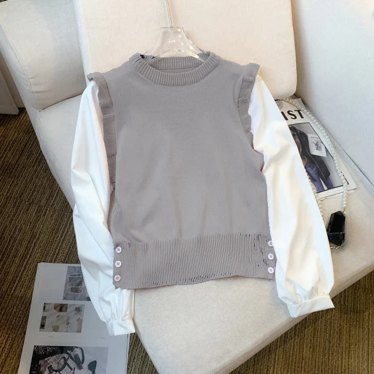 Carolina | Women's knitted vest with ruffle detail