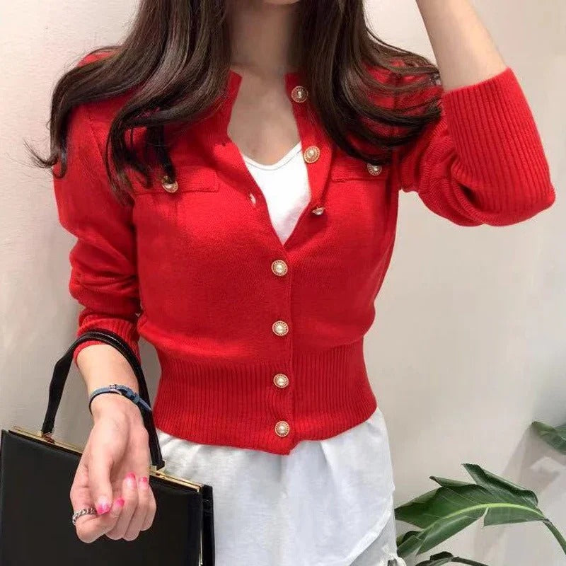 Claudette | Elegant women's cardigan jacket with pearl buttons