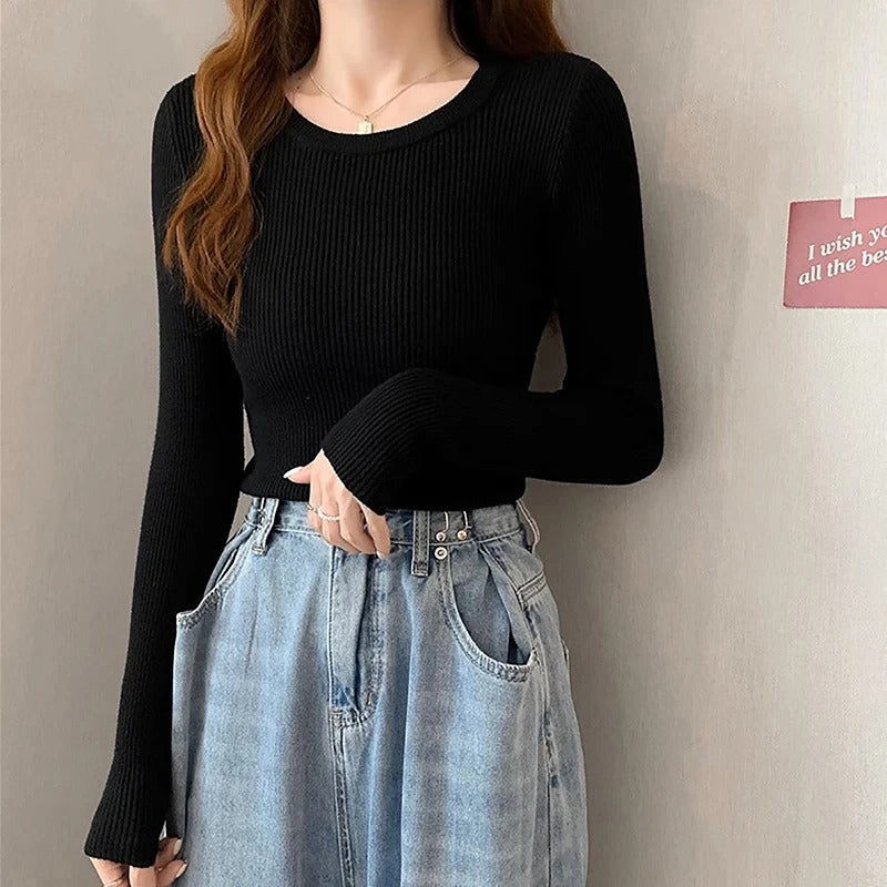 Marion | Women's slim fit long sleeve sweater with square neckline