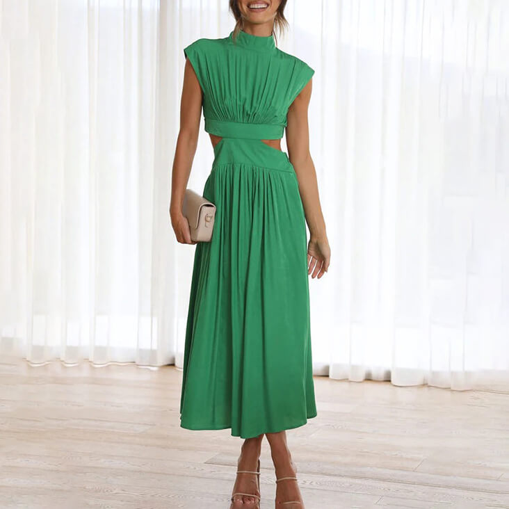 Brenda® | Pleated Dress With High Neck