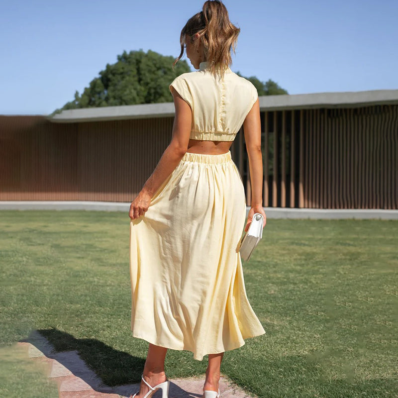 Paula® | High-Neck Pleated Dress