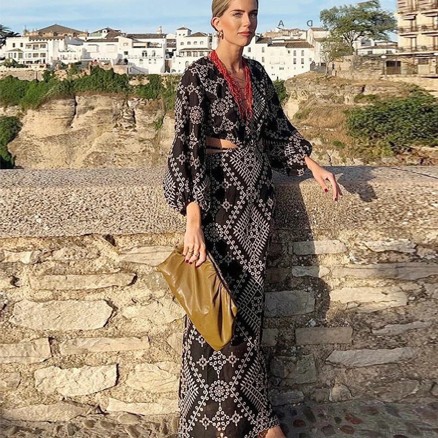 Vintage Ethnic Embroidery Boho Dress