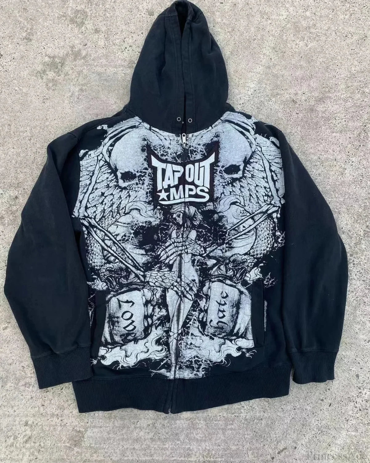 Vintage Gothic Skull Zip Up Hoodie