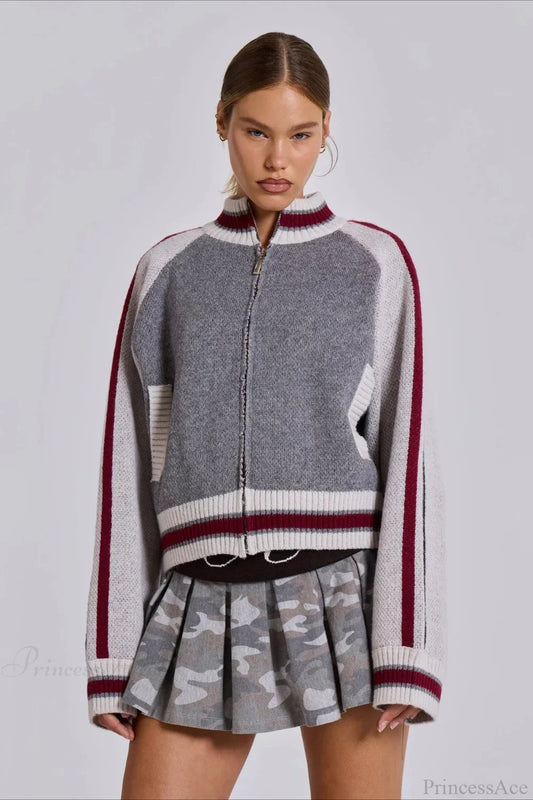 Vintage Letter Knit Cardigan Sweater