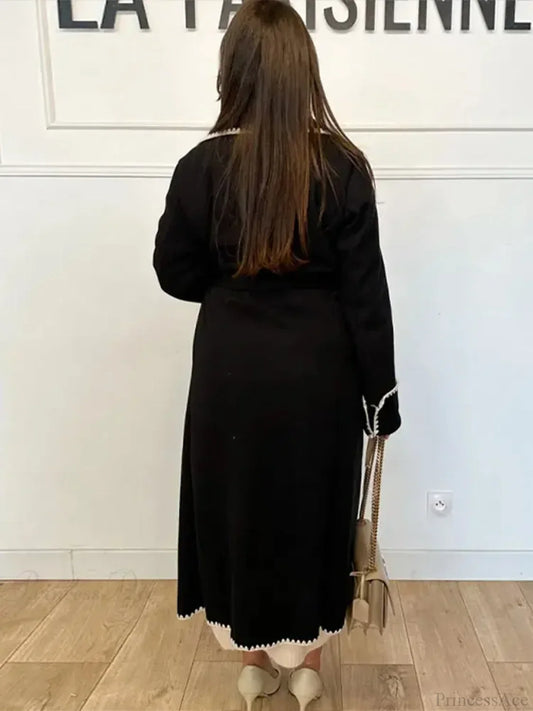 Vintage Patchwork Belted Wool Overcoat
