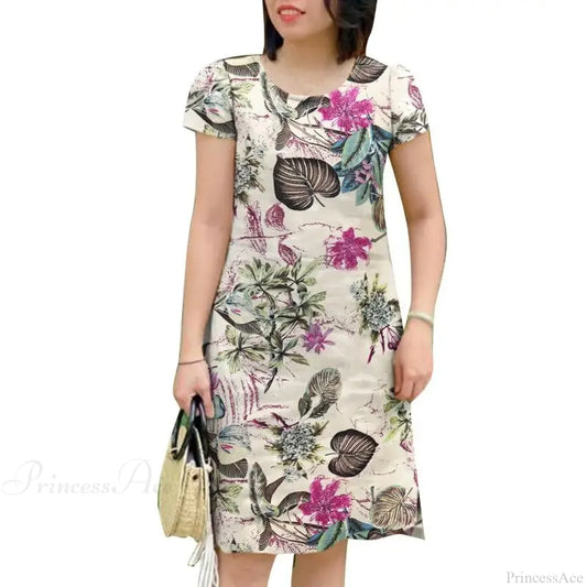 Vintage Short Sleeve Floral Holiday Floral Dress
