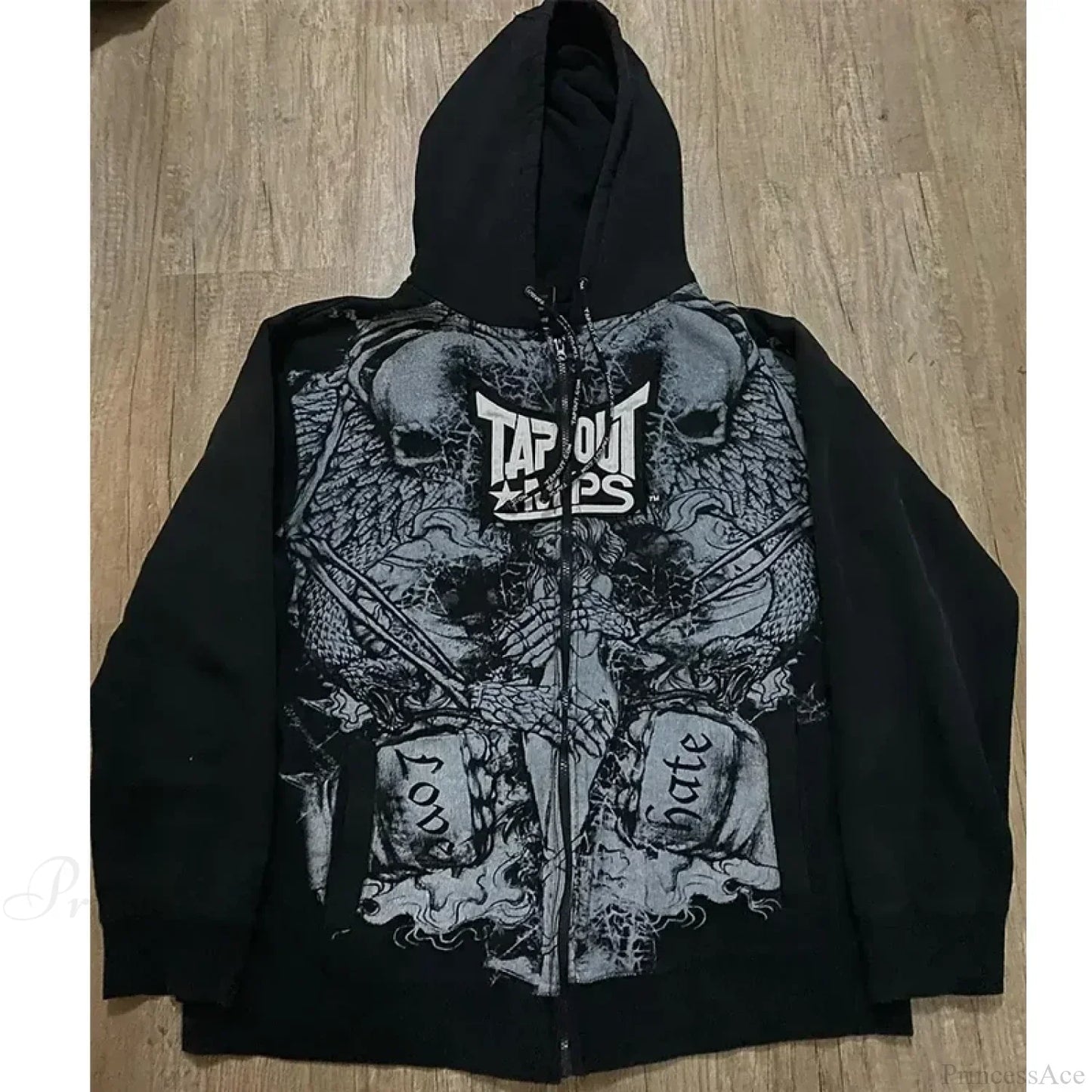 Vintage Skull Rose Print Hoodie