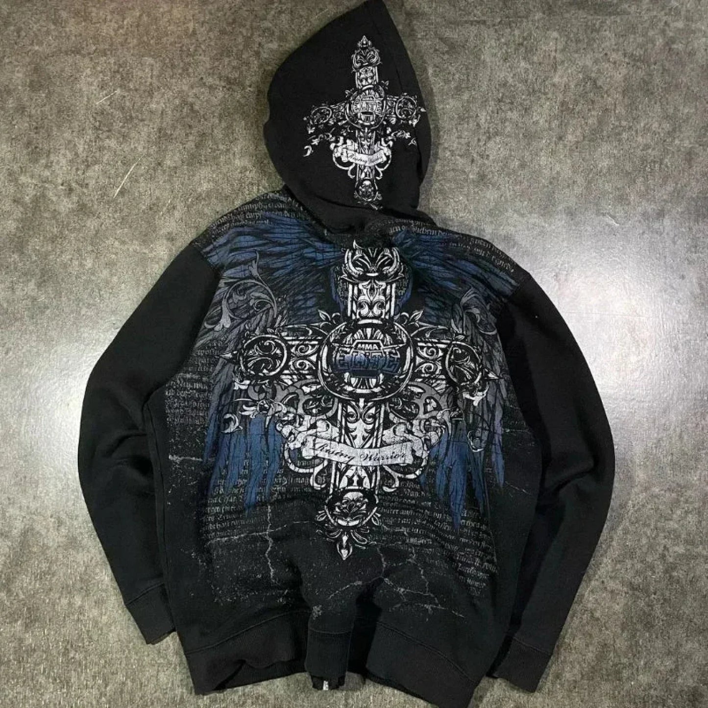 Vintage Skull Rose Print Hoodie