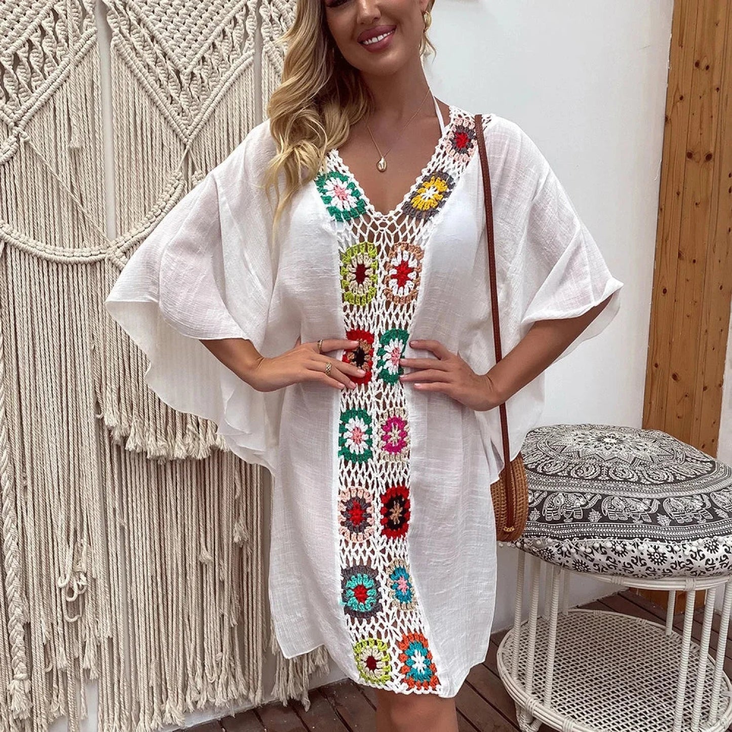 White Fringe Bikini Cover Up