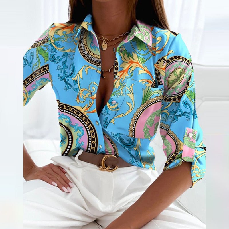 Auberta® | Stylish Blouse With Elegant Turn-Down Collar Perfect For Office And Leisure