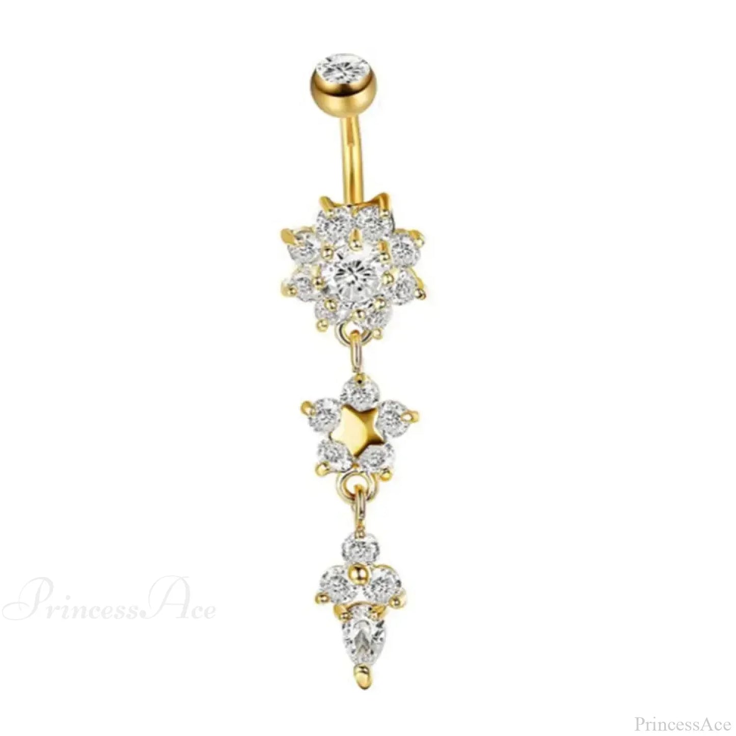 Yellow CZ Butterfly Heart Gothic Belly Ring