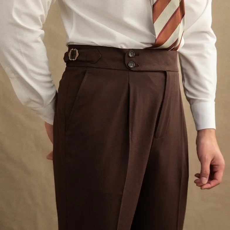 Men's Double Breasted Two Piece Suit Set with Peak Lapel Jacket and Trousers