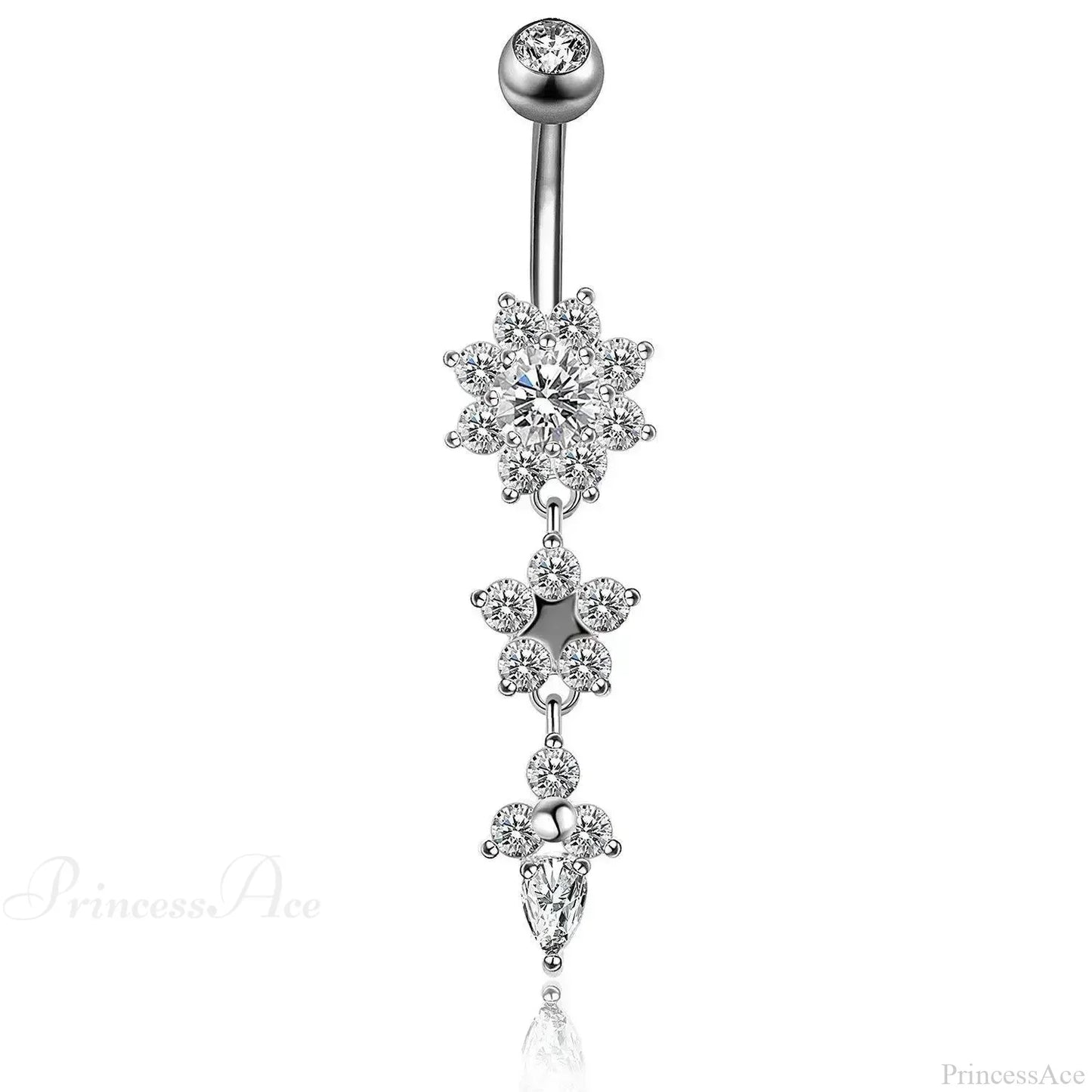 Zircon Bloom Dangle Gothic Belly Ring